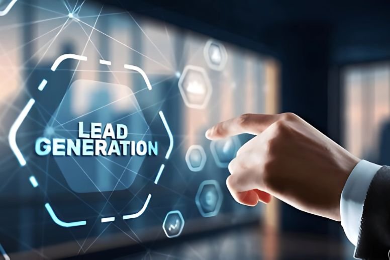 Conceptual graphic illustrating the digital lead generation process offered by Digital Omnicon to USA businesses.